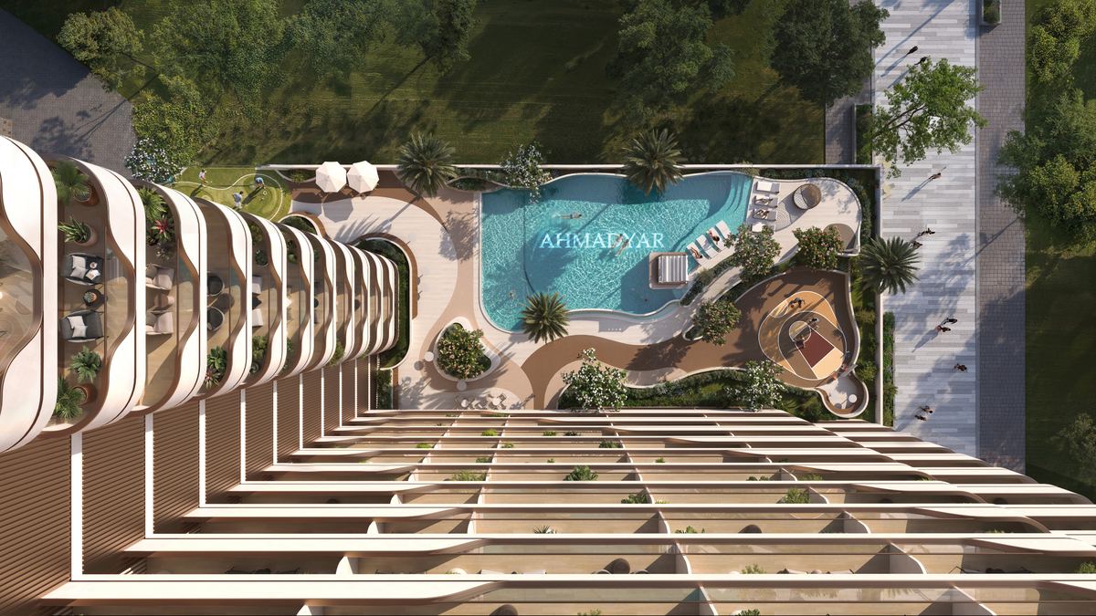 Landscaped podium amenity deck