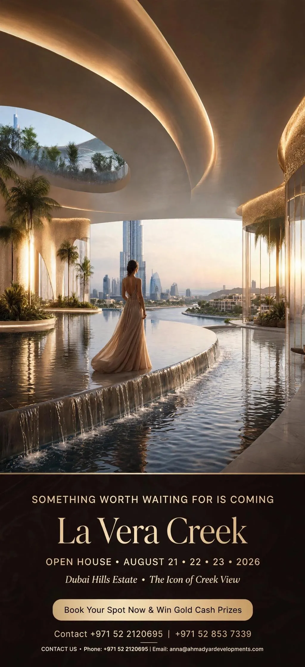 Infinity pool at La Vera Creek overlooking Dubai Creek