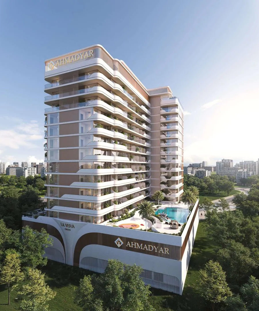 Aerial view of Creek Harbor View tower and podium